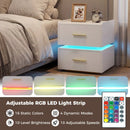 Nightstand with Charging Station LED Bedside Table with 2 Storage Drawers by LJGDeals