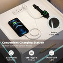 Nightstand with Charging Station LED Bedside Table with 2 Storage Drawers by LJGDeals