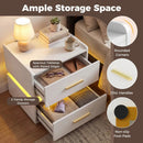 Nightstand with Charging Station LED Bedside Table with 2 Storage Drawers by LJGDeals