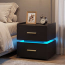 Nightstand with Charging Station LED Bedside Table with 2 Storage Drawers by DirectDeals