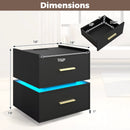 Nightstand with Charging Station LED Bedside Table with 2 Storage Drawers by LJGDeals