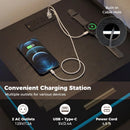 Nightstand with Charging Station LED Bedside Table with 2 Storage Drawers by LJGDeals