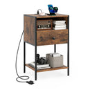 Nightstand with Charging Station Bedside Table with USB Ports and Outlets by LJGDeals