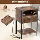 Nightstand with Charging Station Bedside Table with USB Ports and Outlets by LJGDeals