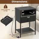 Nightstand with Charging Station Bedside Table with USB Ports and Outlets by LJGDeals
