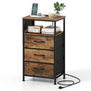 Nightstand with Charging Station 27.5 inch Modern Bedside Table with 3 Fabric Drawers by LJGDeals
