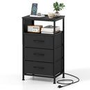 Nightstand with Charging Station 27.5 inch Modern Bedside Table with 3 Fabric Drawers by LJGDeals
