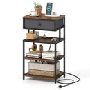 Nightstand with Charging Station 28 Inch Tall Bedside Table with Fabric Drawer by DirectDeals