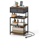 Nightstand with Charging Station 28 Inch Tall Bedside Table with Fabric Drawer by LJGDeals