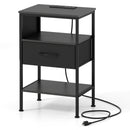 Nightstand with Charging Station and Fabric Drawer 24.5" by DirectDeals