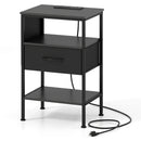 Nightstand with Charging Station and Fabric Drawer 24.5" by LJGDeals