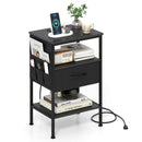 Nightstand with Charging Station and Fabric Drawer 24.5" by DirectDeals