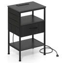 Nightstand with Charging Station and Fabric Drawer 24.5" by DirectDeals