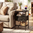 Nightstand with Charging Station and Fabric Drawer 24.5" by LJGDeals