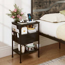 Nightstand with Charging Station and Fabric Drawer 24.5" by LJGDeals