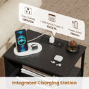 Nightstand with Charging Station and Fabric Drawer 24.5" by LJGDeals