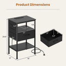 Nightstand with Charging Station and Fabric Drawer 24.5" by LJGDeals