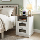 Nightstand with Charging Station and 2 Drawers Rustic Brown by LJGDeals