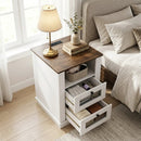 Nightstand with Charging Station and 2 Drawers Rustic Brown by LJGDeals