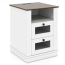 Nightstand with Charging Station and 2 Drawers Rustic Brown by DirectDeals