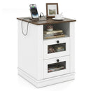 Nightstand with Charging Station and 2 Drawers Rustic Brown by LJGDeals