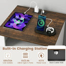 Nightstand with Charging Station and 2 Drawers Rustic Brown by LJGDeals