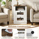 Nightstand with Charging Station and 2 Drawers Rustic Brown by LJGDeals