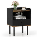 Nightstand with Drawer 3-Tier Sofa Side Table with Open Storage Shelf-Black by LJGDeals