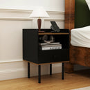 Nightstand with Drawer 3-Tier Sofa Side Table with Open Storage Shelf-Black by LJGDeals