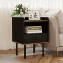 Nightstand with Drawer 3-Tier Sofa Side Table with Open Storage Shelf-Black by LJGDeals