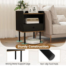 Nightstand with Drawer 3-Tier Sofa Side Table with Open Storage Shelf-Black by LJGDeals