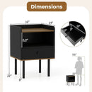 Nightstand with Drawer 3-Tier Sofa Side Table with Open Storage Shelf-Black by LJGDeals