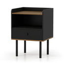 Nightstand with Drawer 3-Tier Sofa Side Table with Open Storage Shelf-Black by LJGDeals