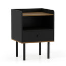 Nightstand with Drawer 3-Tier Sofa Side Table with Open Storage Shelf-Black by LJGDeals