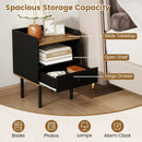 Nightstand with Drawer 3-Tier Sofa Side Table with Open Storage Shelf Set of 2-Black by LJGDeals