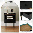 Nightstand with Drawer 3-Tier Sofa Side Table with Open Storage Shelf Set of 2-Black by LJGDeals