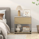 2-Tier Modern Style Nightstand with Drawer and Open Shelf-Oak by LJGDeals