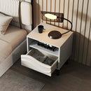 Nightstand Mid Century Modern Bedside Table with 3D Wavy Pattern and Open Shelf-White by LJGDeals