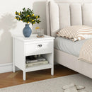 2-tier Wood Nightstand with Drawer and Open Storage Shelf for Bedroom-White by LJGDeals