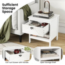 2-tier Wood Nightstand with Drawer and Open Storage Shelf for Bedroom-White by LJGDeals