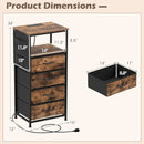 Nightstand with Integrated Charging Station 34" Modern Bedside Table by LJGDeals