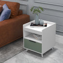 Modern Nightstand with LED Lights Sliding Drawer and Open Compartment-White by LJGDeals