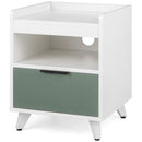 Modern Nightstand with LED Lights Sliding Drawer and Open Compartment-White by LJGDeals