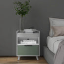 Modern Nightstand with LED Lights Sliding Drawer and Open Compartment-White by LJGDeals