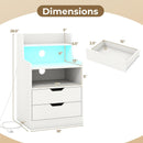 Nightstand with LED Light and Charging Station for Living Room Bedroom-White by LJGDeals