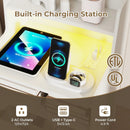 Nightstand with LED Light and Charging Station for Living Room Bedroom-White by LJGDeals