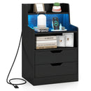 Nightstand with LED Light and Charging Station for Living Room Bedroom-White by LJGDeals