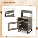 Nightstand with LED Lights Modern End Table with Top Tray Open Compartment and Storage Cabinet by LJGDeals