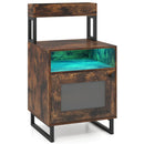 Nightstand with LED Lights Modern End Table with Top Tray Open Compartment and Storage Cabinet by LJGDeals