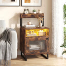 Nightstand with LED Lights Modern End Table with Top Tray Open Compartment and Storage Cabinet by LJGDeals